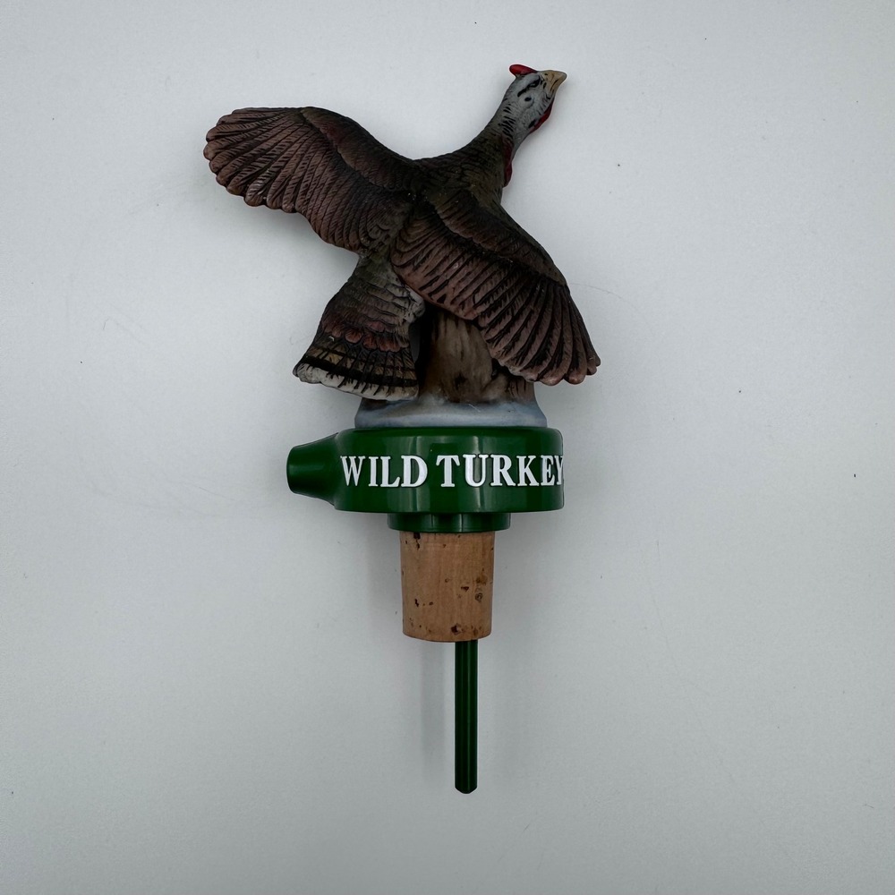 Vintage Wild Turkey Bourbon Bottle Pourer Ceramic Turkey Figurine Barware